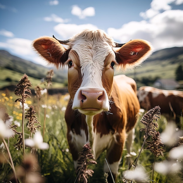 Vacas en un campo de hierba durante el verano