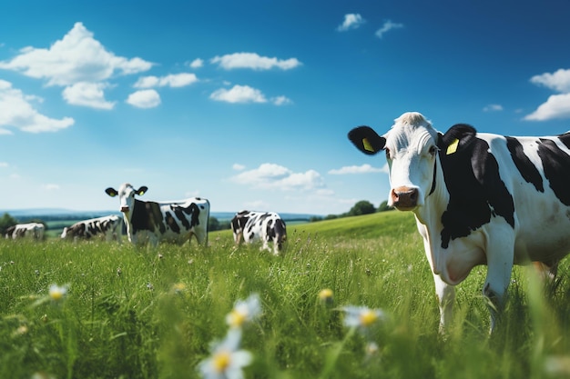 Foto vacas en un campo verde