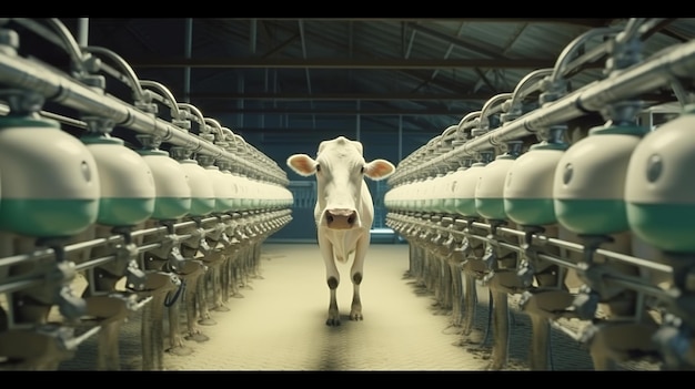 Foto vacas em instalações de ordenha vacas em fazendas leiteiras