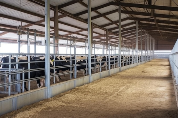 vacas em uma fazenda moderna Vacas leiteiras em uma fazenda moderna