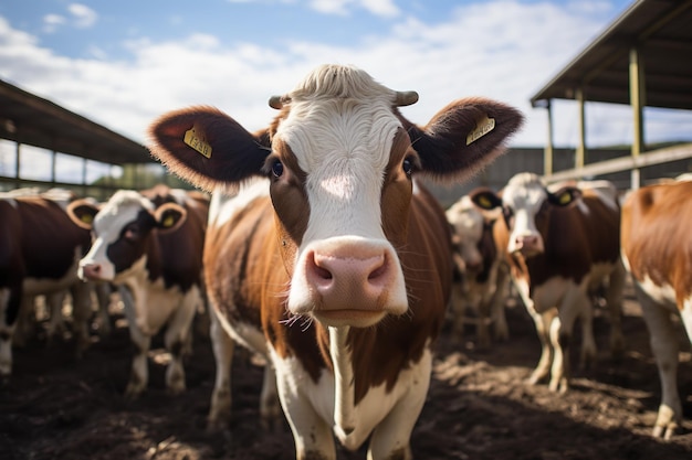 Vacas em uma fazenda