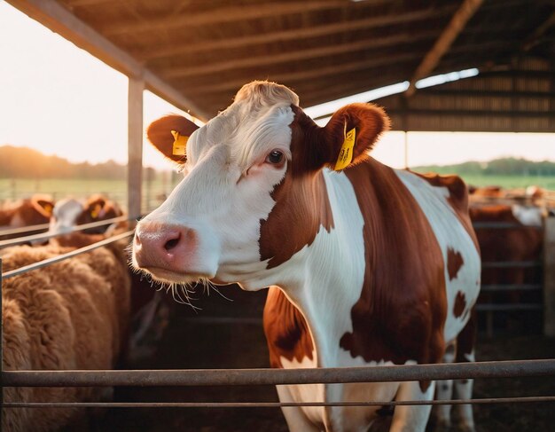 Vacas en la granja Cowshed con vacas