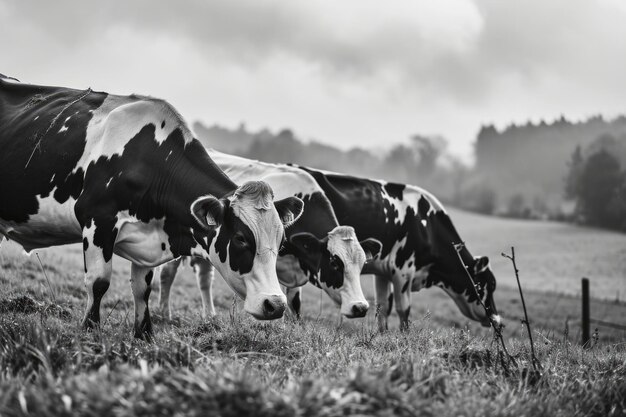 Vacas Holstein Frisian a pastar em terras agrícolas