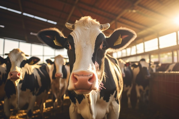 Vacas Holstein en una granja lechera