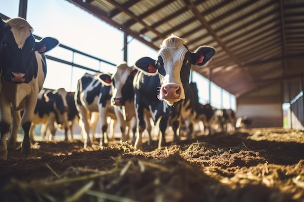 Vacas Holstein en una granja lechera