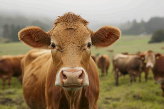 Foto vacas en la industria lechera de la granja