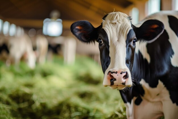 Foto vacas en la industria lechera de la granja