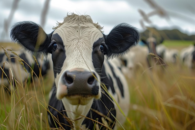 Foto vacas en la industria lechera de la granja