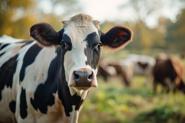 Foto vacas en la industria lechera de la granja