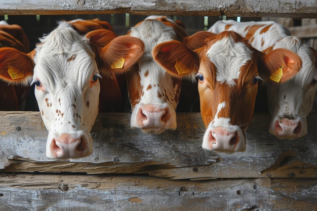 Foto vacas en la industria lechera de la granja