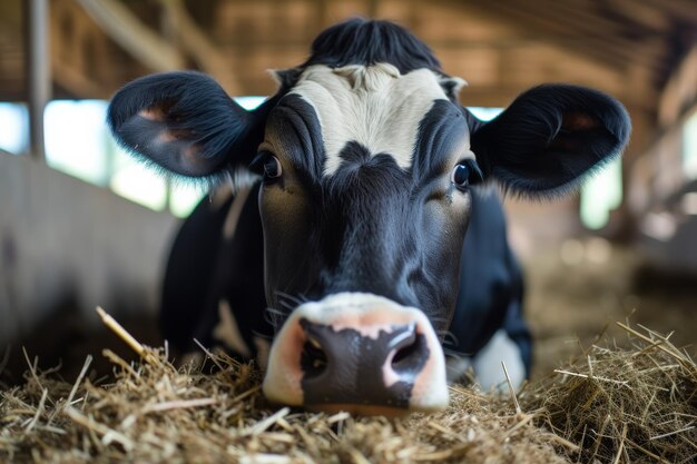 Foto vacas en la industria lechera de la granja