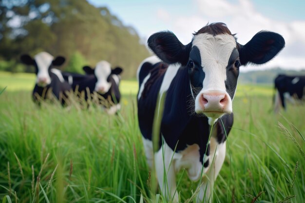 Foto vacas en la industria lechera de la granja