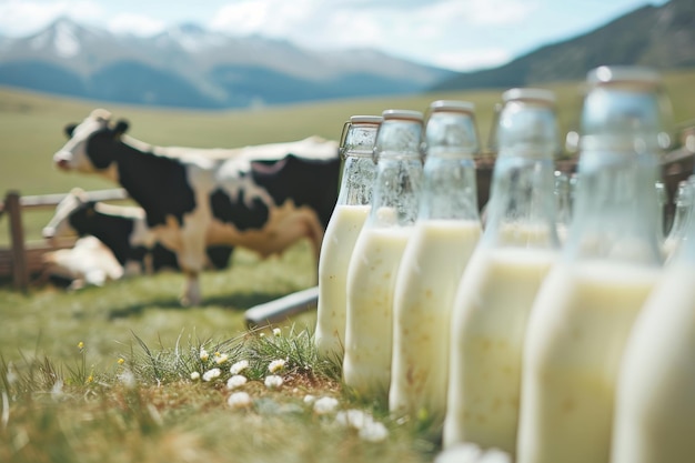 Foto vacas en la industria lechera de la granja