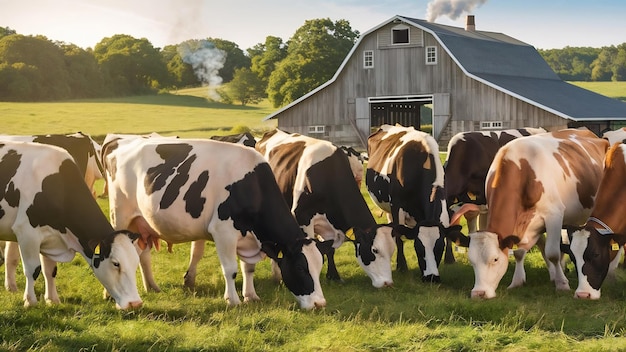 Vacas lecheras en una granja