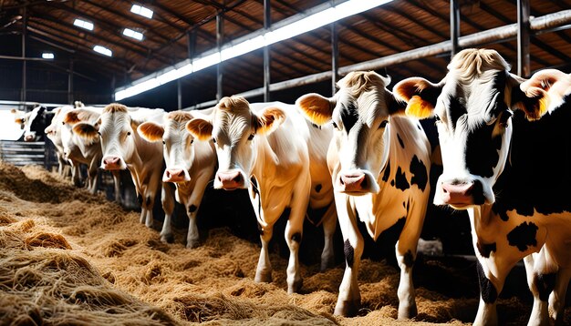 Vacas lecheras sanas que se benefician de los restos de larva