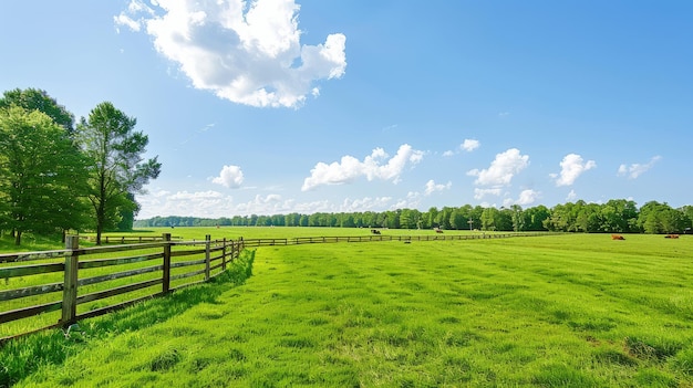 Vacas pastando em um pasto verde exuberante em um dia ensolarado