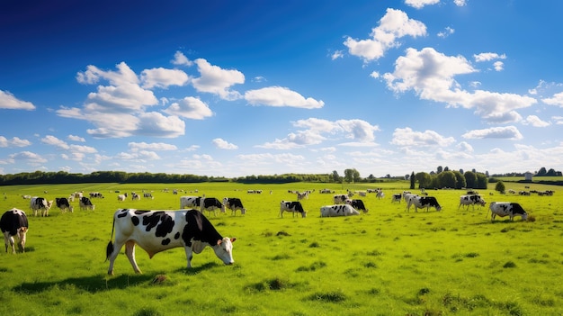 Vacas de pasto en el pasto