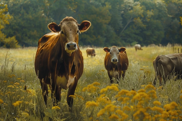 Vacas en un pasto de verano