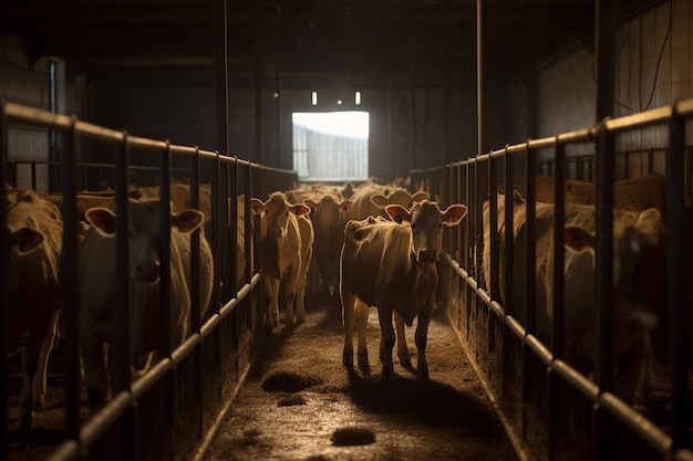 Foto vacas y terneros encarcelados vacas pequeñas en mataderos