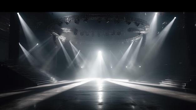 vacío escenario fondo foco backstage niebla nubes luz rayos podio escena teatro blanco