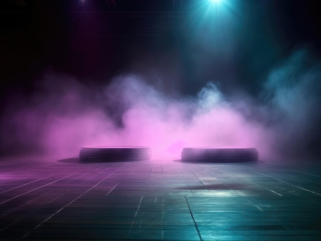vacío escenario fondo podio escena foco contraluz niebla nubes humo foto azul rosa