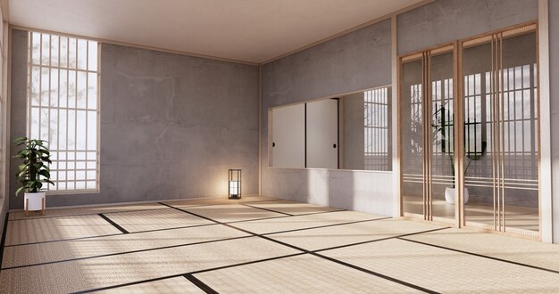 Vacío - Habitación limpia y moderna de estilo japonés. Representación 3D