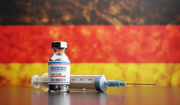 Vacuna contra el coronavirus Covid19 en la bandera de Alemania