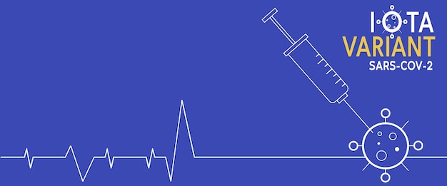 Vacunación variante SARS-CoV-2 Iota. estilo plano, concepto de vacunación, inyección.