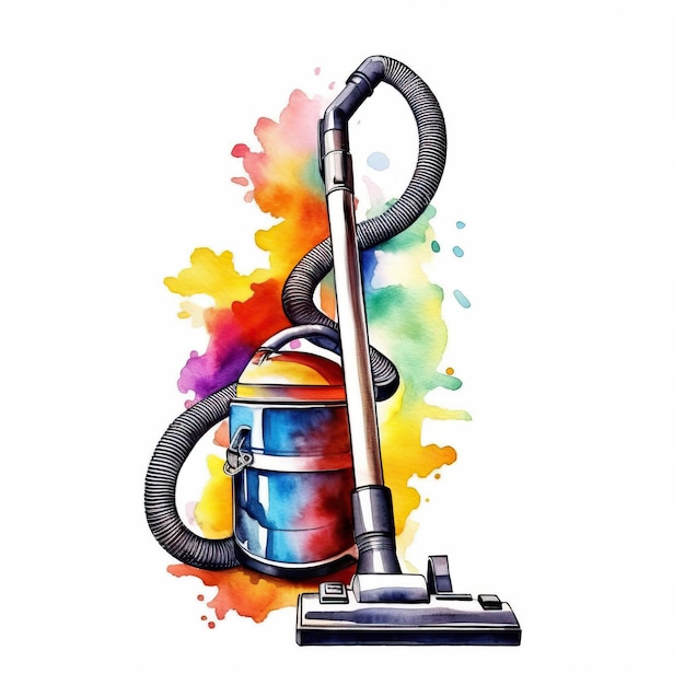 Vacuum cleaner aquarela estilo de arte fundo branco