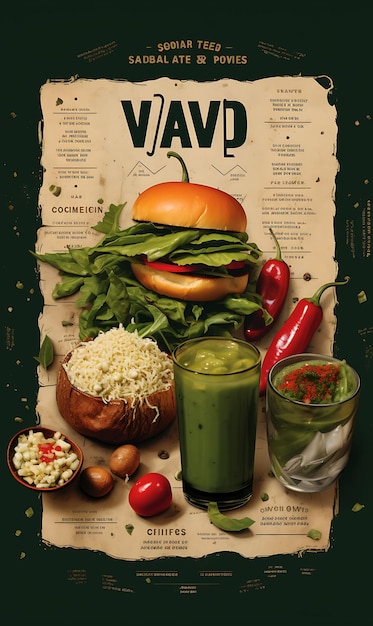 Vada Pav Snack Poster mit grünen Chilis und Knoblauch Coole und indische Feierlichkeiten Lifestyle-Küche