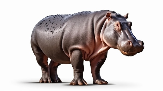 Vado de hipopótamo isolado Hippopotamus amphibius