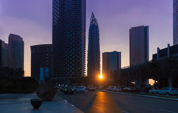 VAE Dubai Downtown Financial Skyline und Business Shopping Center in der Nähe der Dubai Mall