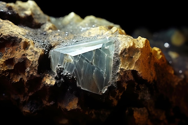 Vaesite é uma pedra natural preciosa rara em um fundo preto gerado por IA