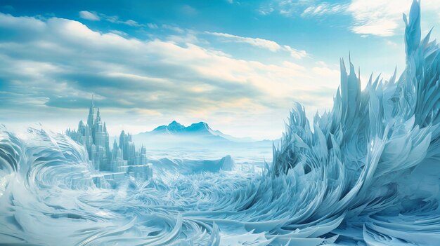 Vaga por los paisajes abstractos de bestias esculpidas de hielo y nieve
