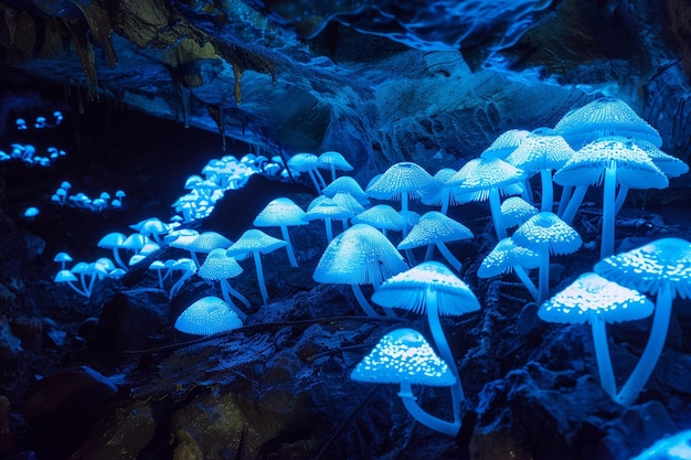 Foto vagabunde pelo reino subterrâneo da biolumina generativa ai