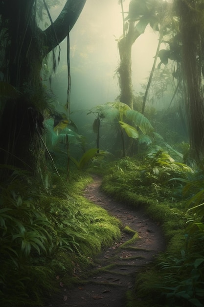 Vagando pela exuberante floresta tropical Um caminho menos percorrido