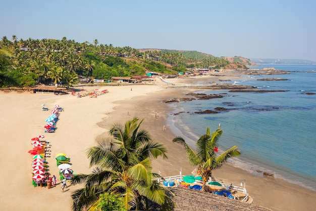 Vagator- oder Ozran-Strandluftpanoramablick in Nord-Goa, Indien?