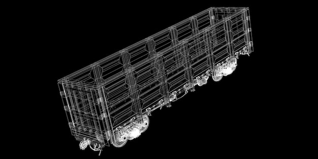 Vagón de mercancías, estructura de carrocería de vagón de ferrocarril, modelo de alambre