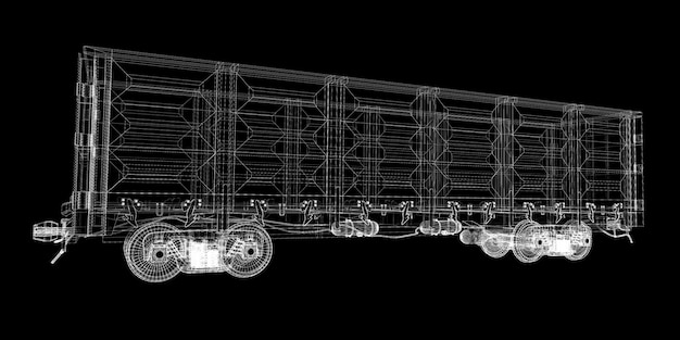 Vagón de mercancías, estructura de carrocería de vagón de ferrocarril, modelo de alambre