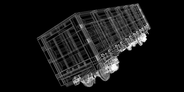 Vagón de mercancías, estructura de carrocería de vagón de ferrocarril, modelo de alambre