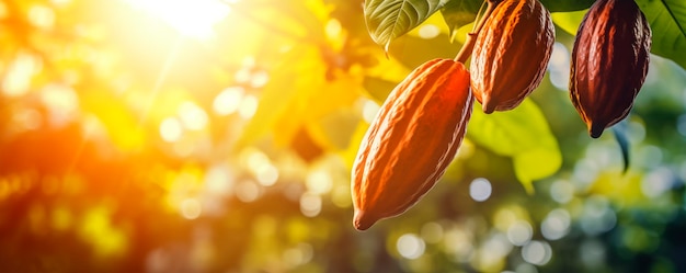 Foto las vainas de cacao se generan de cerca