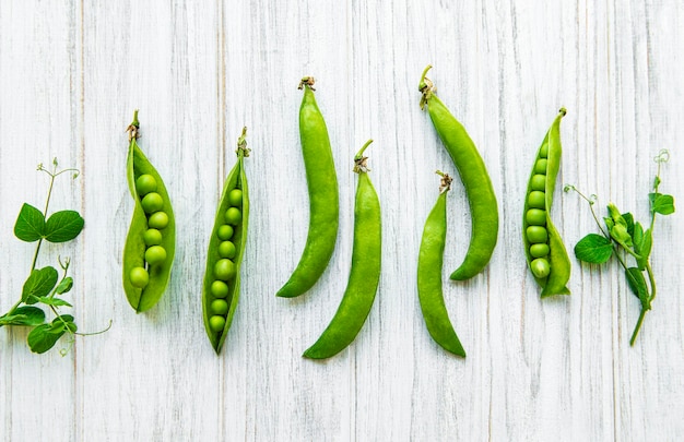 Vainas de guisantes verdes