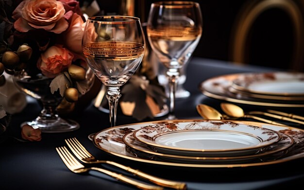 Foto vajilla de lujo hermosa mesa en el restaurante