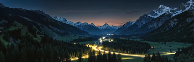 Foto vale da engadina suíça à noite na hora azul