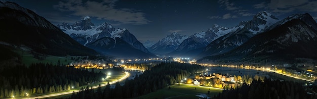 Foto vale da engadina suíça à noite na hora azul