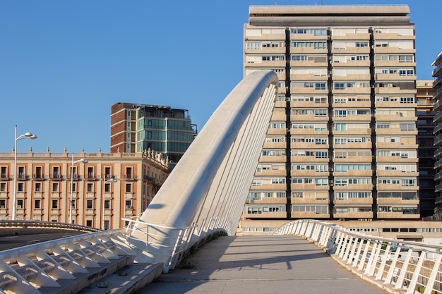 Valencia, moderno Puente de la Exposición sobre el río Turia