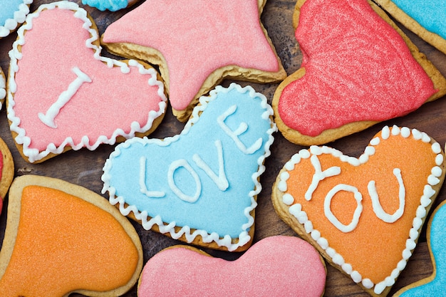 Valentine Cookies mit den Worten Ich liebe dich