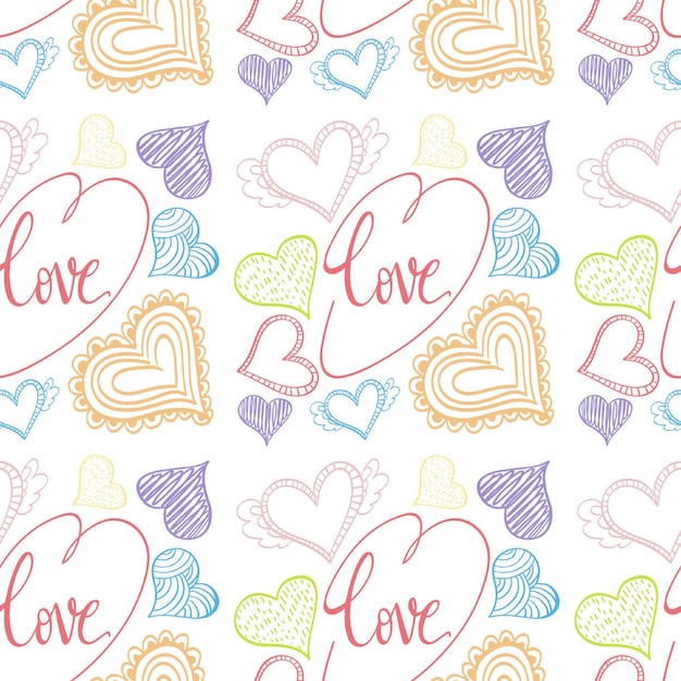 Foto valentine doodles padrão sem costura
