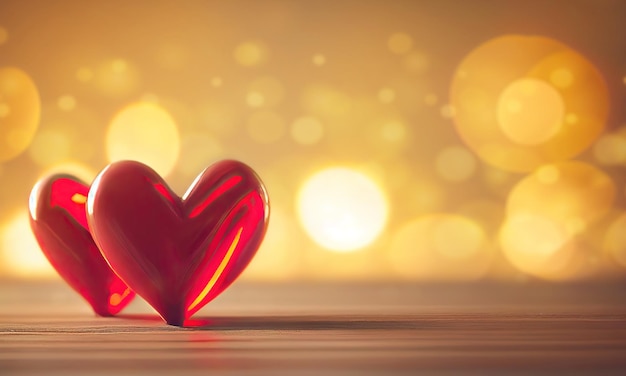 Valentine Hearts em fundo abstrato feito com IA generativa