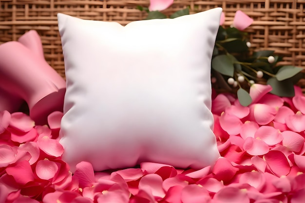 Valentine Throw pillow cushion mockup de produto Dia dos Namorados Mockup de travesseiro branco